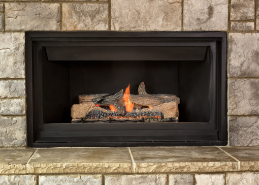 Installed fireplace insert with clean trim finish