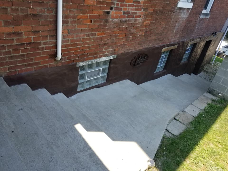 Elizabeth Twp Glass Window Installed, Foundation Parging, Painting
