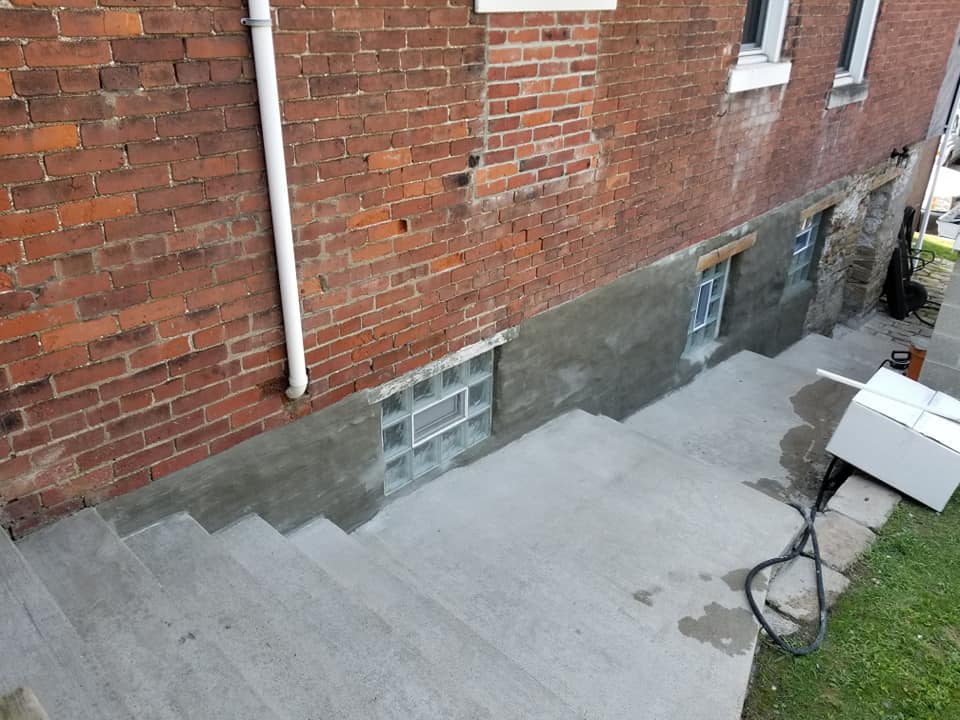 Elizabeth Twp Glass Window Installed, Foundation Parging, Painting
