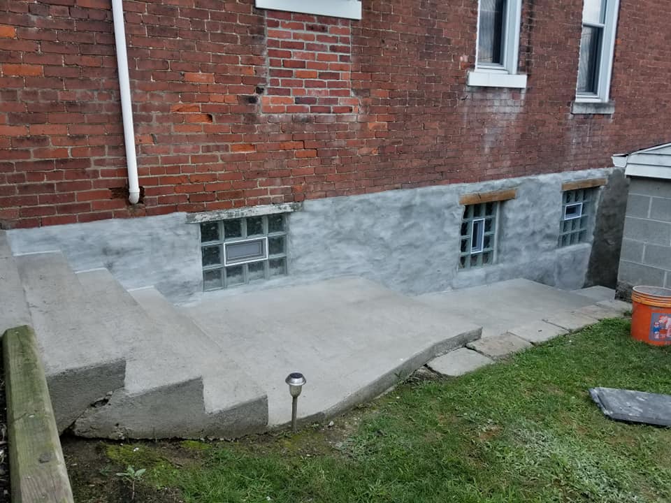 Elizabeth Twp Glass Window Installed, Foundation Parging, Painting