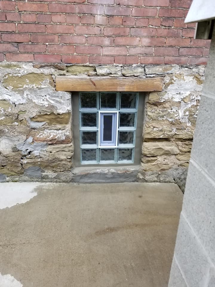 Elizabeth Twp Glass Window Installed, Foundation Parging, Painting